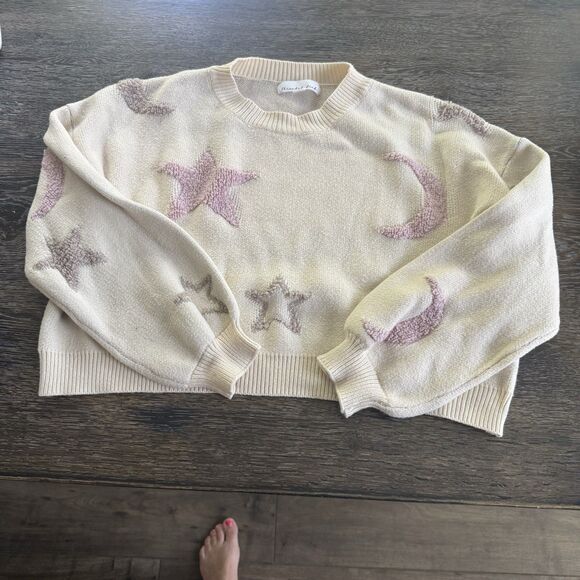 Threaded Leaf Women's To The Moon & Back Crewneck Pullover Sweater Size Small - Picture 2 of 8